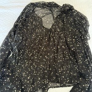 ASOS Black Sheer Star Print Blouse